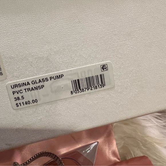 AMINA MUADDI ❤️‍🔥 Ursina Crystal Ankle Strap Glass Clear High Heels 38.5 NIB - Picture 12 of 12